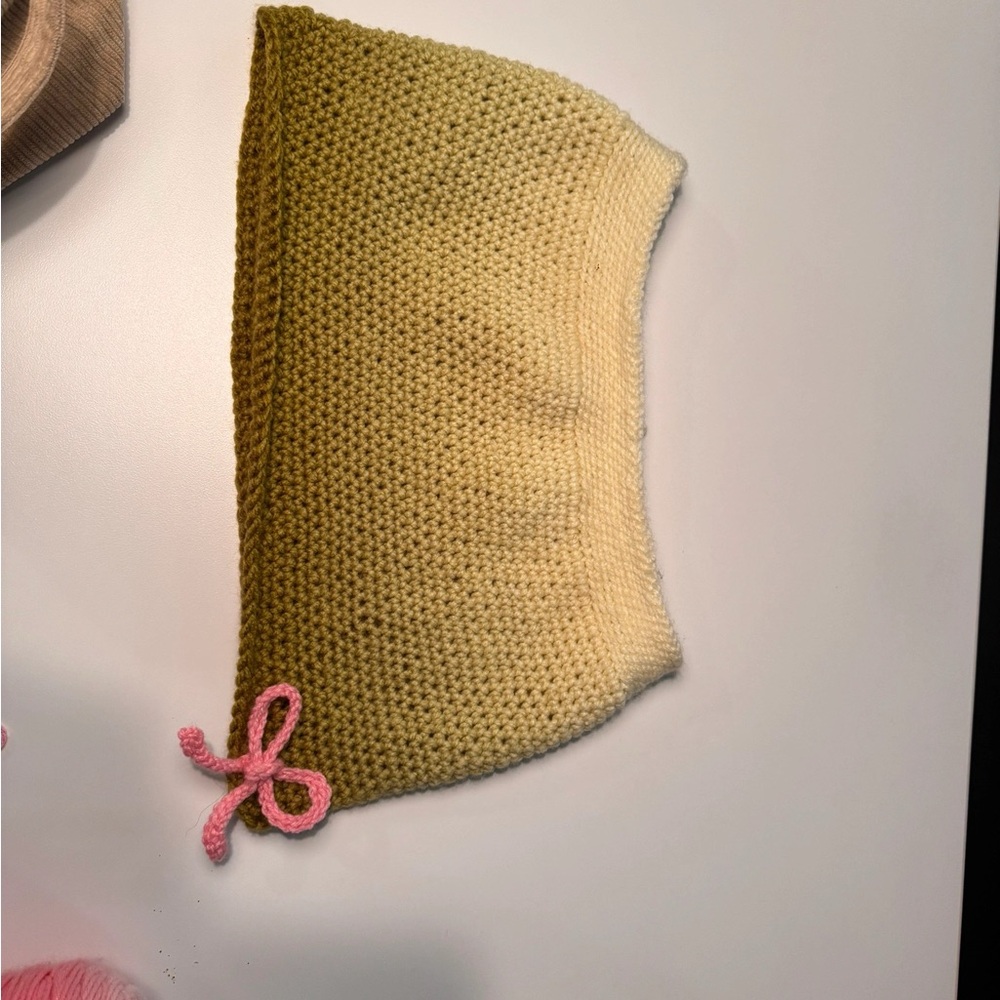 Handmade Crocheted Mini skirt with Pink Bow